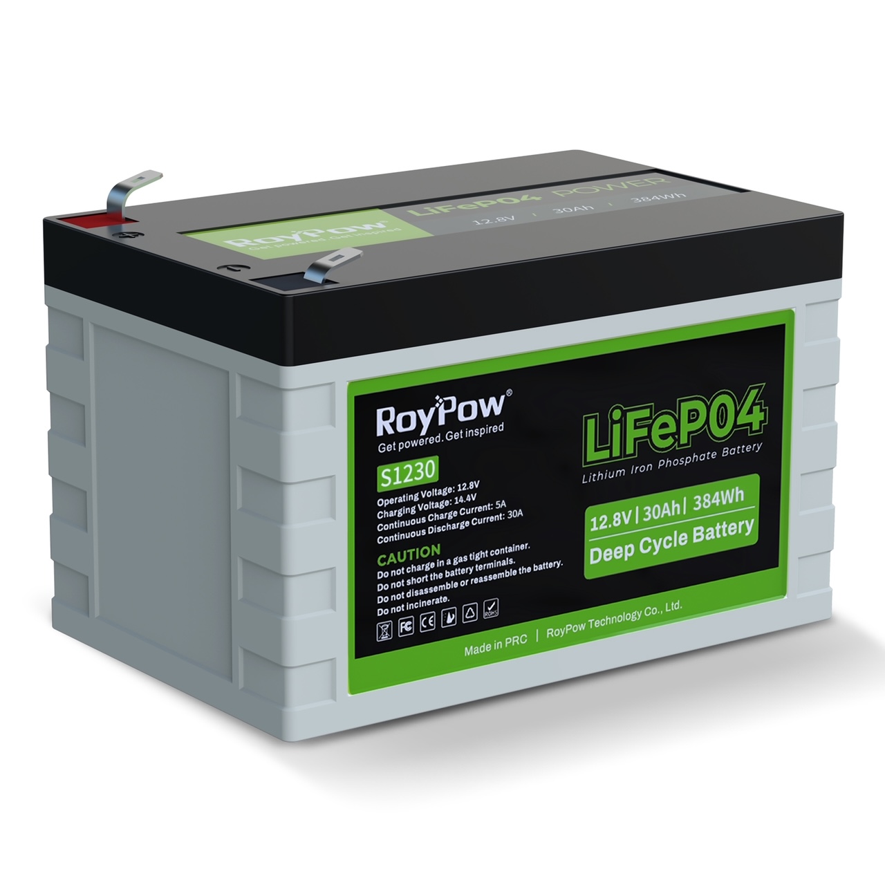 Batterie à décharge lente sans entretien RoyPow LiFePO4 S12-30 lithium, 12V 30Ah/C20